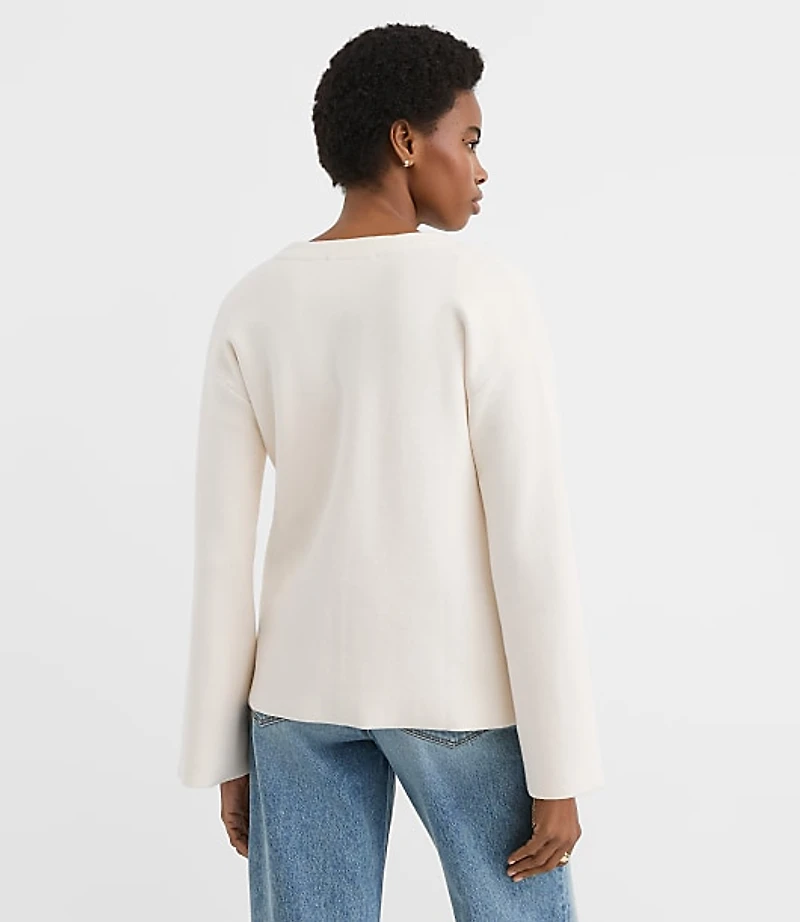 Petite Hammered Metallic Button Sweater Jacket