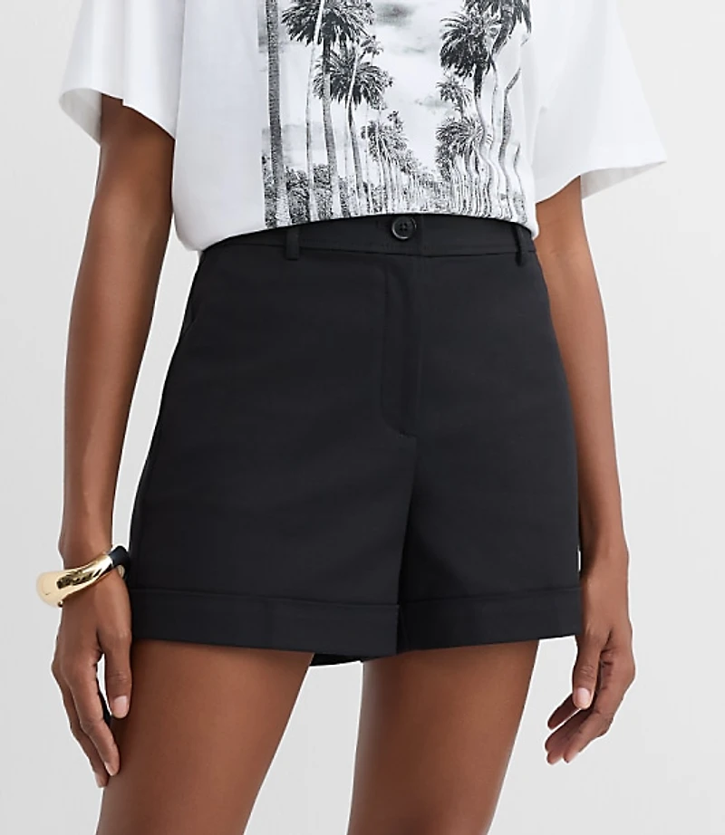 Petite Cuffed Shorts Doubleweave