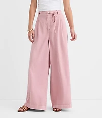 Petite Tie Waist Pleated Palazzo Pants
