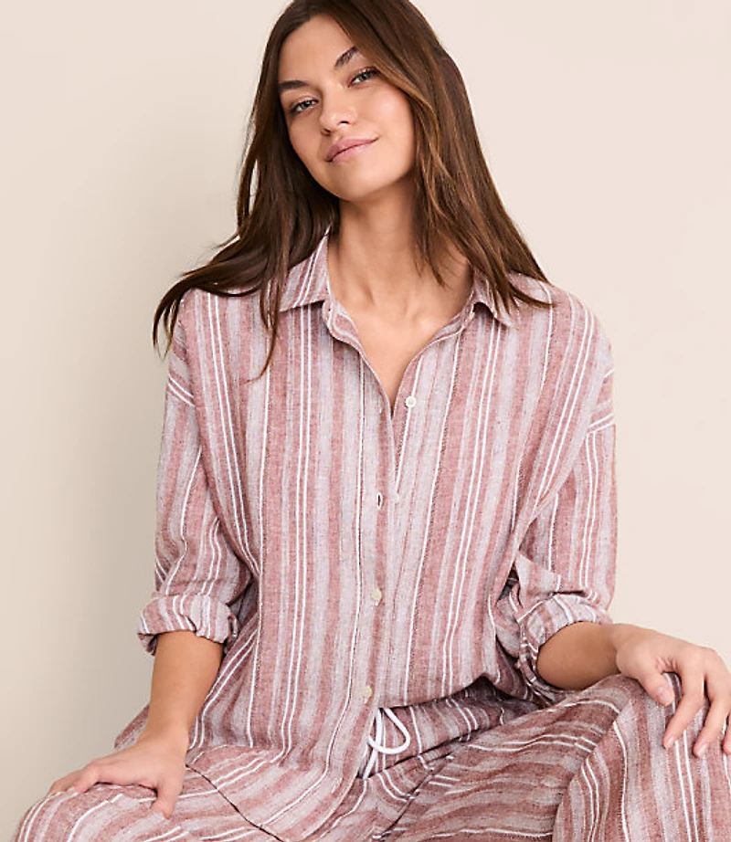 Petite Lou & Grey Striped Linen Cotton Shirt