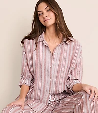 Petite Lou & Grey Striped Linen Cotton Shirt