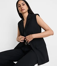 Petite LOFT Versa Crepe Drape Sleeveless Blazer