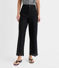 Palmer Wide Leg Crop Pants with Eyelet Hem