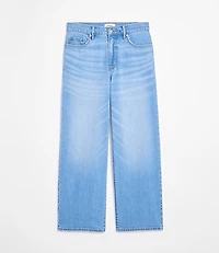 Rivete Petite Curvy High Rise Wide Leg Crop Jeans Bright Medium Stonewash