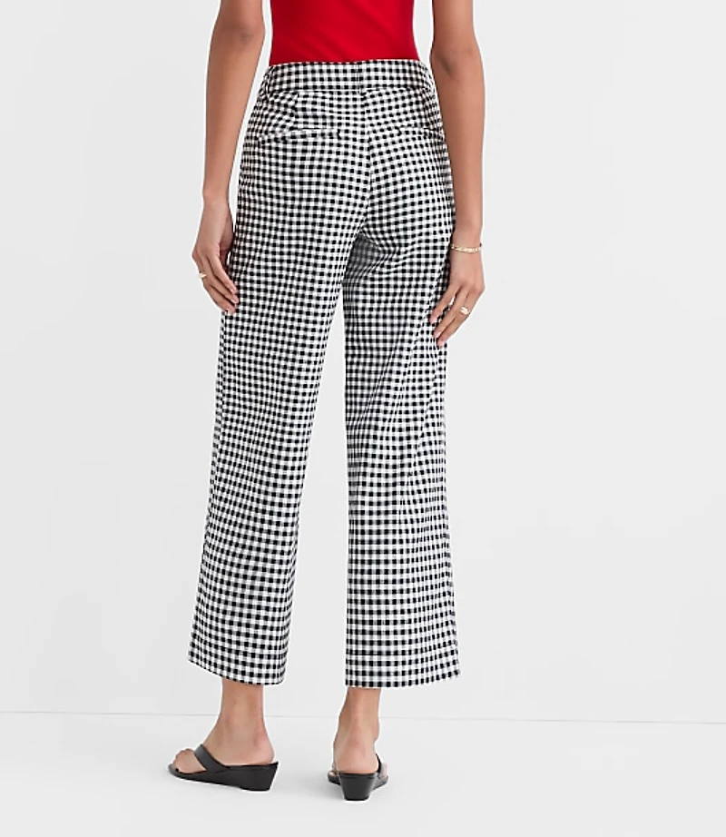 Curvy Palmer Wide Leg Crop Pants Gingham Cotton Linen