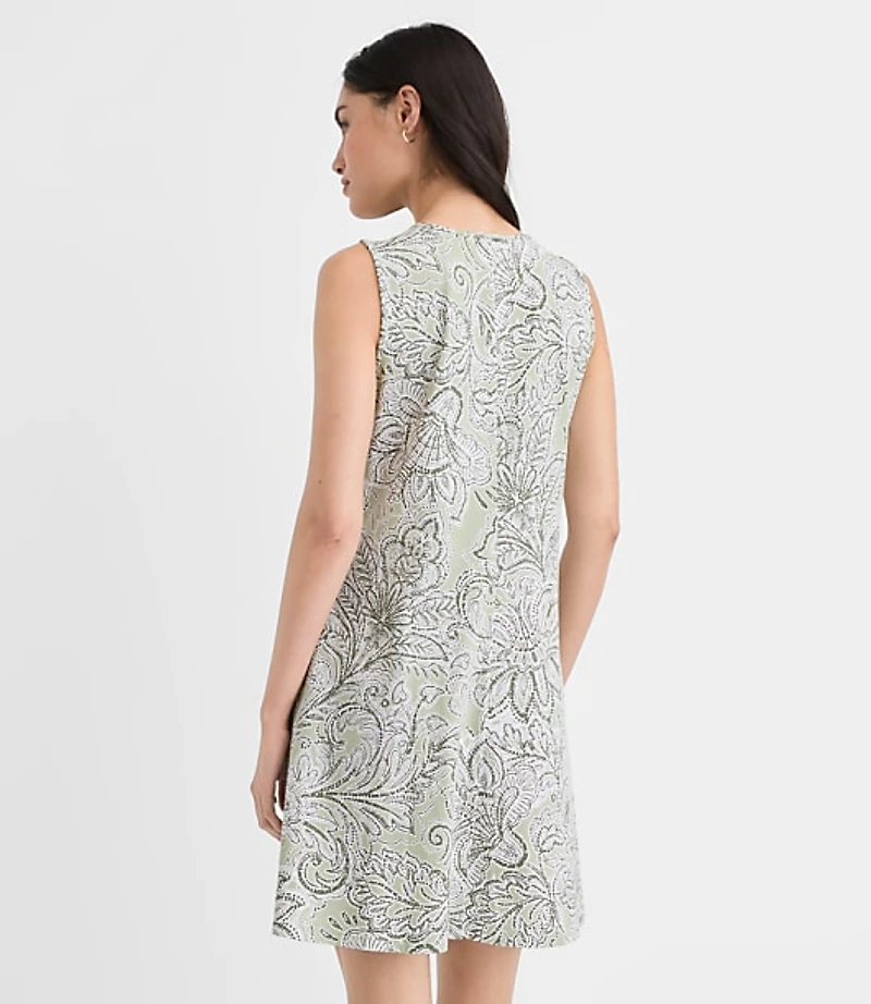 Floral Pintucked Bow Mini Pocket Dress