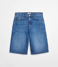 Rivete Petite Curvy High Rise Denim Bermuda Shorts Dark Wash