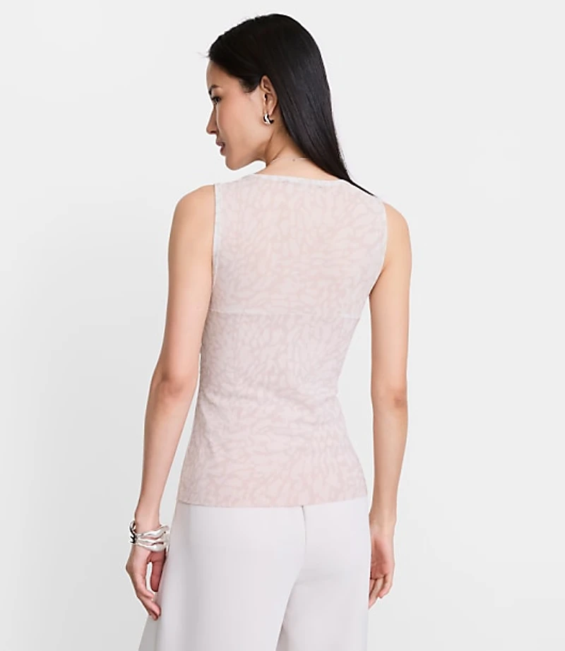 Petite LOFT Versa Animal Print Mesh Ruched Top