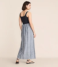 Petite Lou & Grey Striped Linen Cotton Mixed Media Maxi Pocket Dress