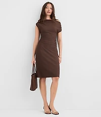 Stitchy Asymmetrical Ruched Mini Dress