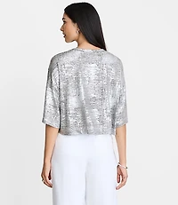Petite LOFT Versa Metallic Cropped Relaxed Tee