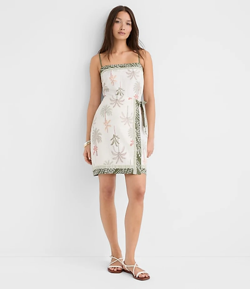 Palm Linen Cotton Sarong Mini Dress