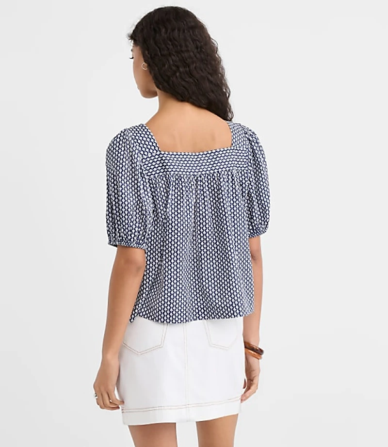 Clover Square Neck Puff Sleeve Top