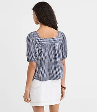 Clover Square Neck Puff Sleeve Top