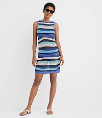 Petite LOFT Beach Striped Tie Back Mini Swimsuit Coverup Dress