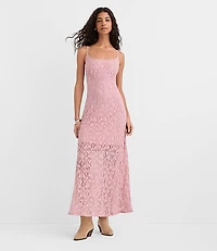 Lace Strappy Scoop Neck Midi Dress