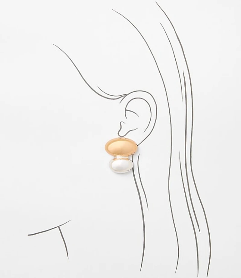 Oval Mixed Metal Drop Earrings