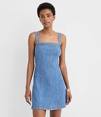 Petite Seamed Denim Mini Dress Medium Blue