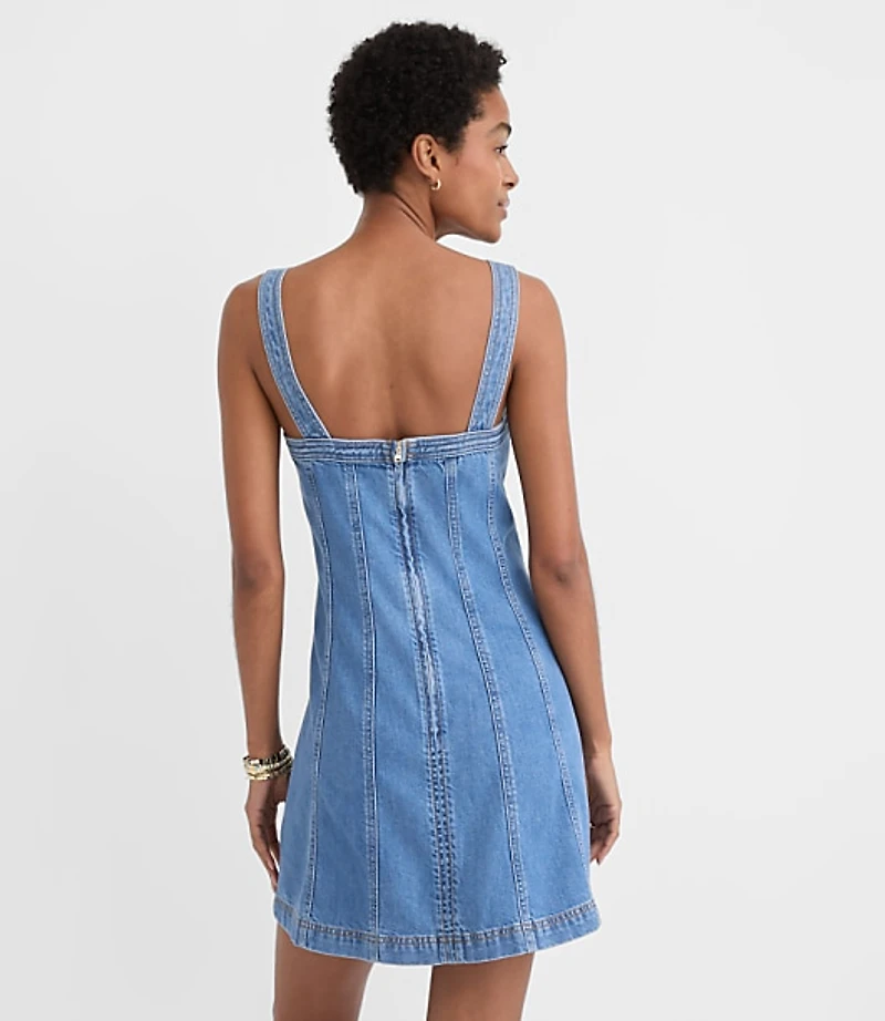 Petite Seamed Denim Mini Dress Medium Blue