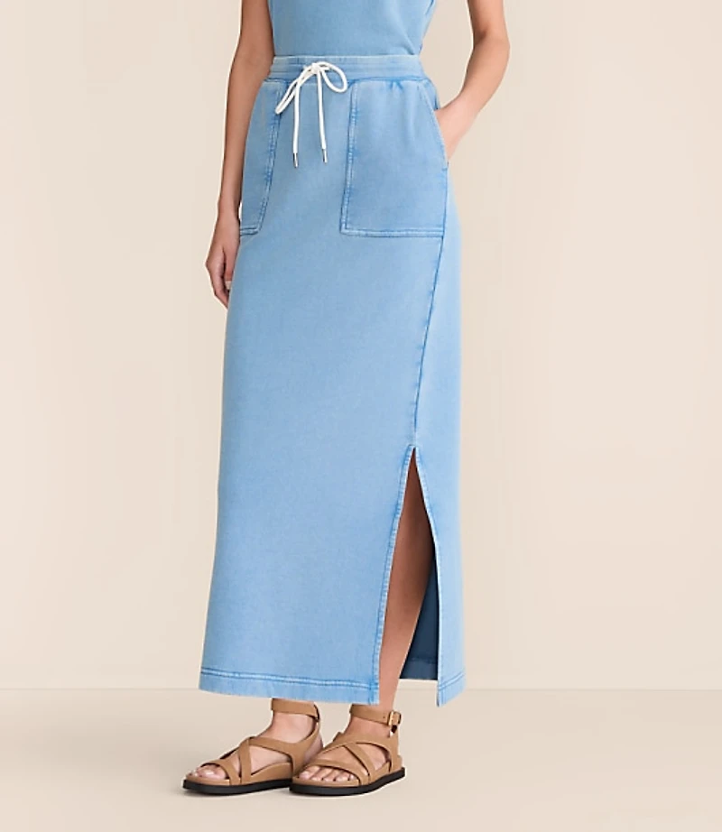 Petite Lou & Grey Denim Washed Terrysoft Maxi Pocket Skirt