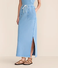 Petite Lou & Grey Denim Washed Terrysoft Maxi Pocket Skirt