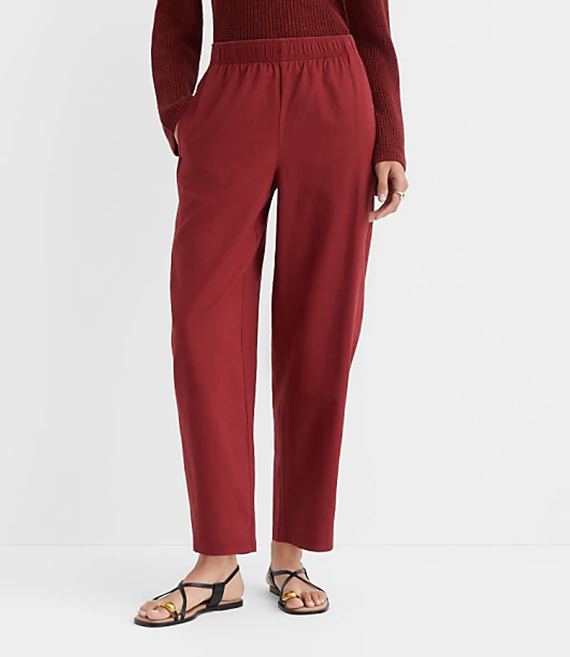 Petite Pull On Barrel Pants Linen Cotton