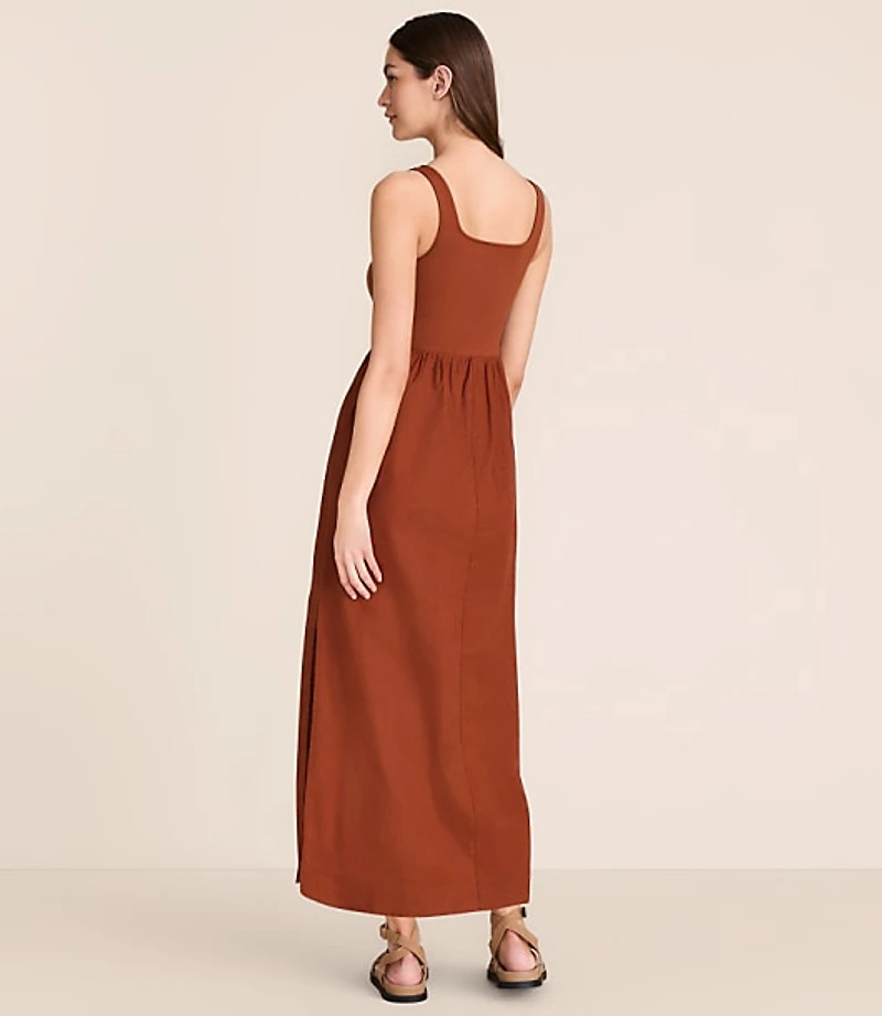 Lou & Grey Linen Cotton Mixed Media Maxi Pocket Dress