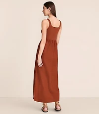 Lou & Grey Linen Cotton Mixed Media Maxi Pocket Dress