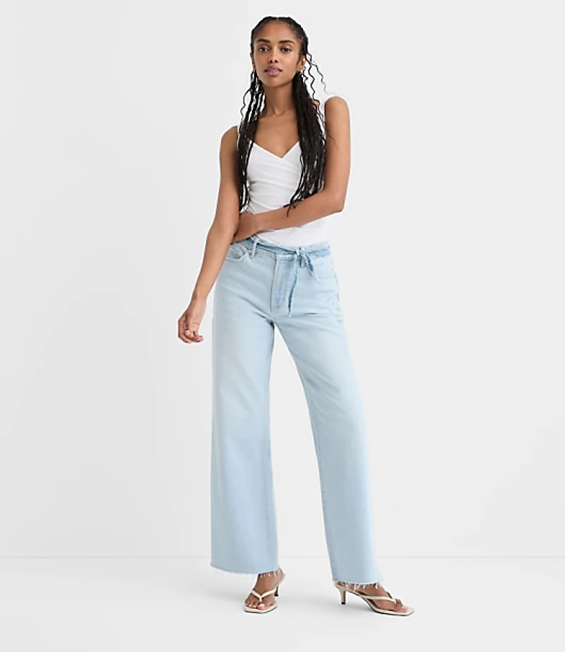 Rivete Tall Fresh Cut Mid Rise Wide Leg Jeans Wave Wash
