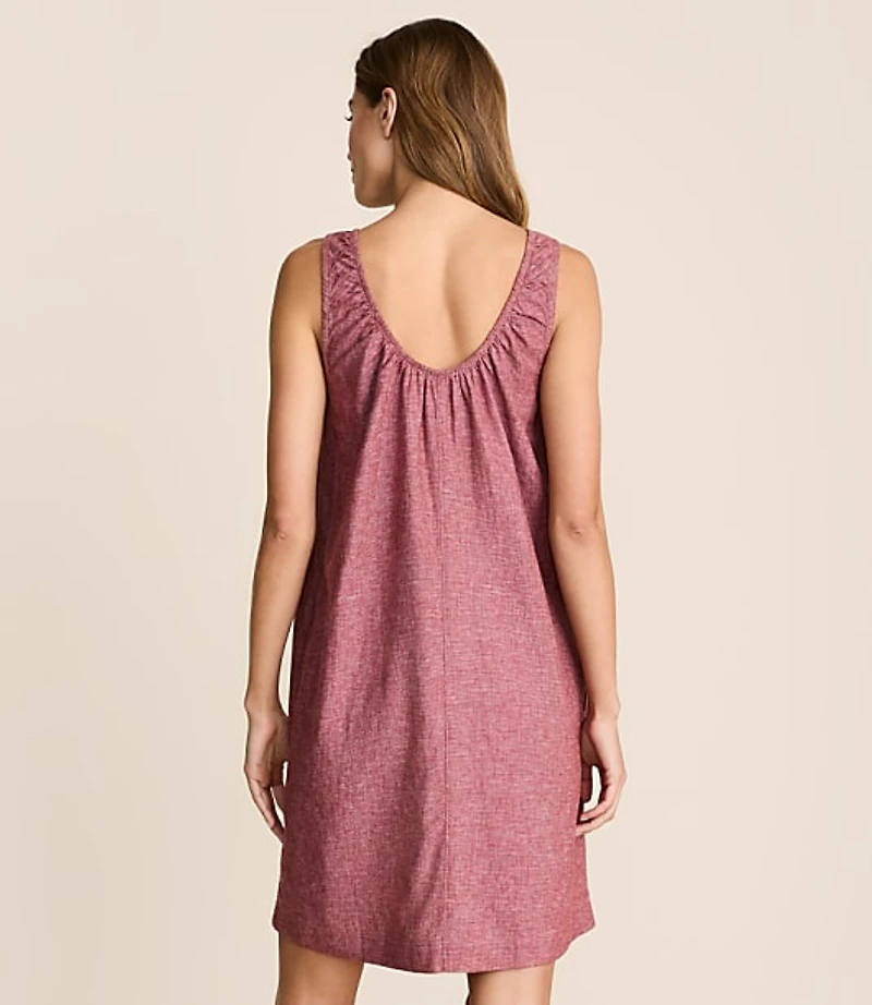 Lou & Grey Linen Cotton Scoop Neck Mini Pocket Dress