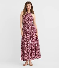Hibiscus Smocked Maxi Halter Dress
