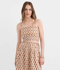 LOFT Beach Garden Ruched Linen Cotton Top