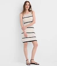 Petite LOFT Beach Striped Pointelle Sweater Mini Swimsuit Coverup