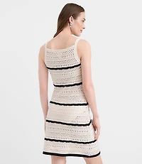 Petite LOFT Beach Striped Pointelle Sweater Mini Swimsuit Coverup