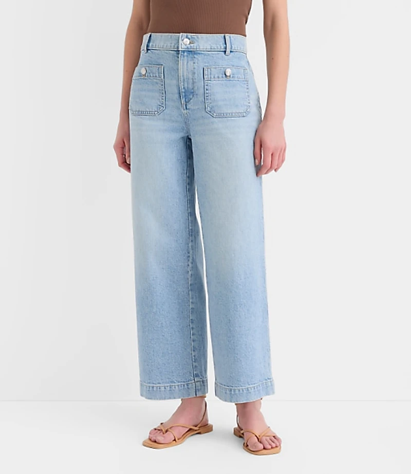 Tall Palmer Denim Wide Leg Crop Pants Refined Blue Wash