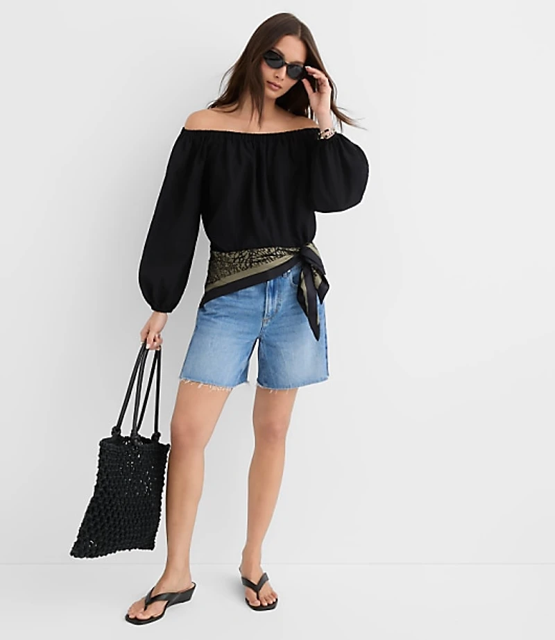 Petite Textured Off The Shoulder Blouse