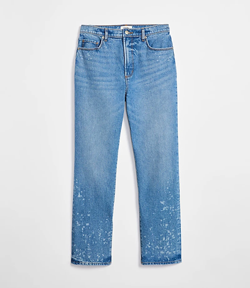Rivete Curvy High Rise Straight Jeans Bleach Out Wash