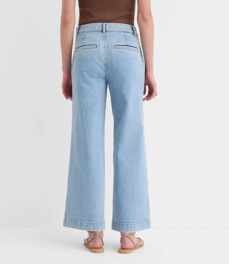 Tall Curvy Palmer Denim Wide Leg Crop Pants Refined Blue Wash