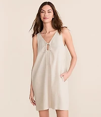 Petite Lou & Grey Linen Cotton Tie Keyhole Mini Pocket Dress