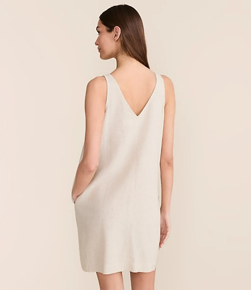 Petite Lou & Grey Linen Cotton Tie Keyhole Mini Pocket Dress