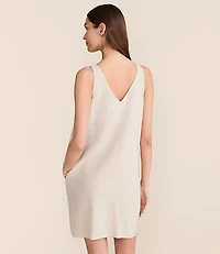 Petite Lou & Grey Linen Cotton Tie Keyhole Mini Pocket Dress