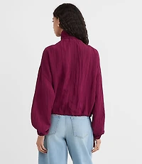 Ruffle Collar Bomber Jacket