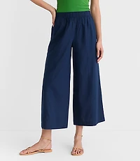 Petite Breezy Wide Leg Crop Pants Linen Cotton