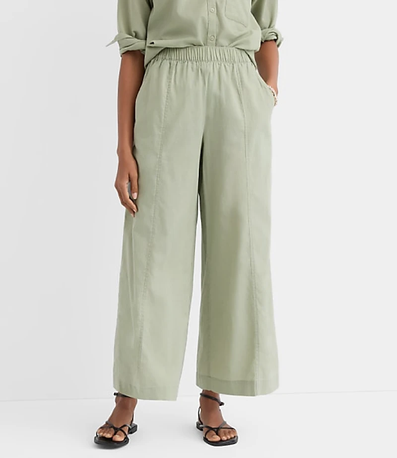 Petite Breezy Wide Leg Crop Pants Linen Cotton