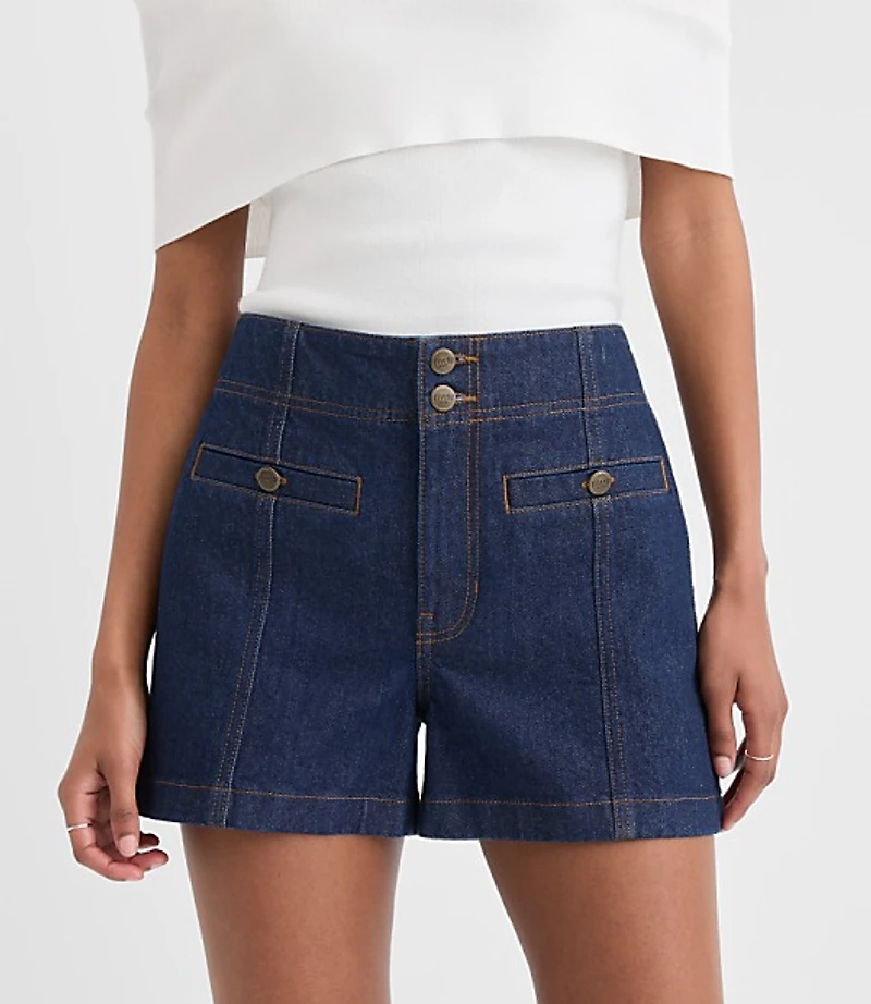 Rivete Double Shank High Rise Denim Shorts Nova Wash