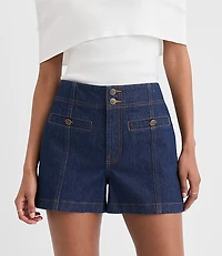 Rivete Double Shank High Rise Denim Shorts Nova Wash