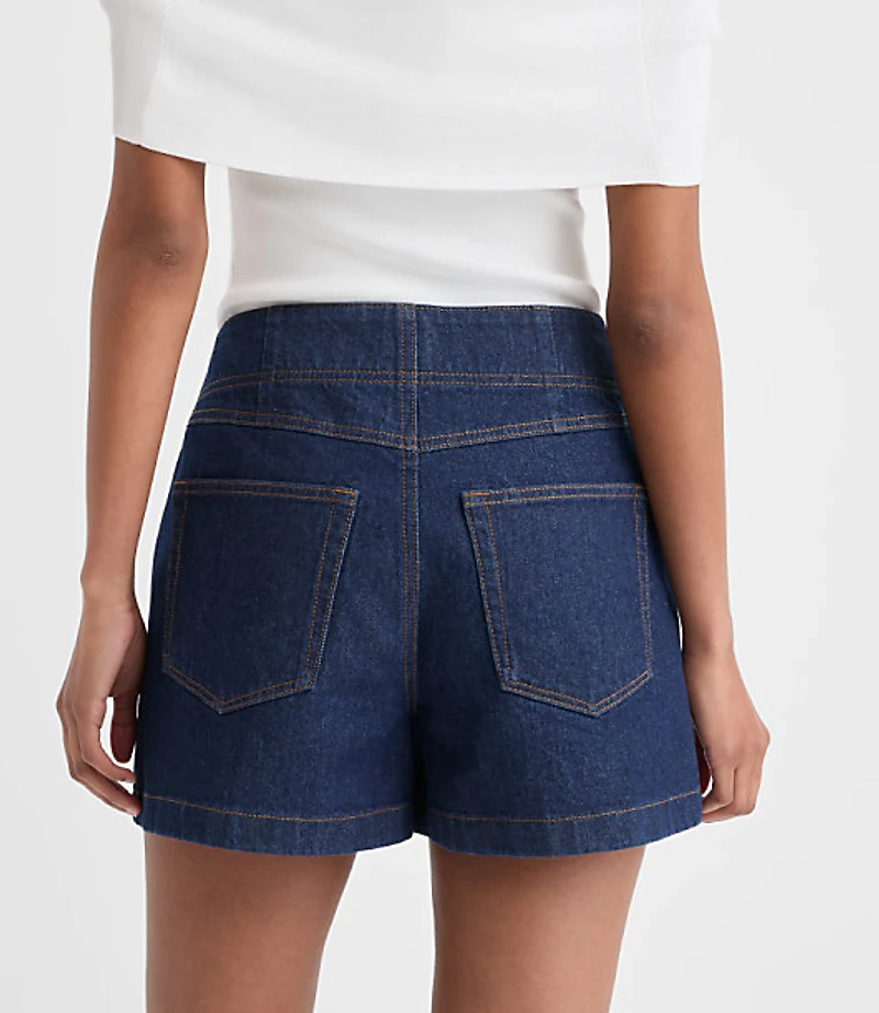 Rivete Double Shank High Rise Denim Shorts Nova Wash