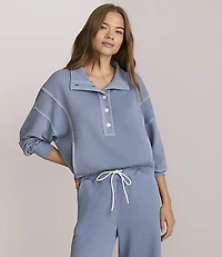 Lou & Grey Denim Washed Terrysoft Henley Pocket Top