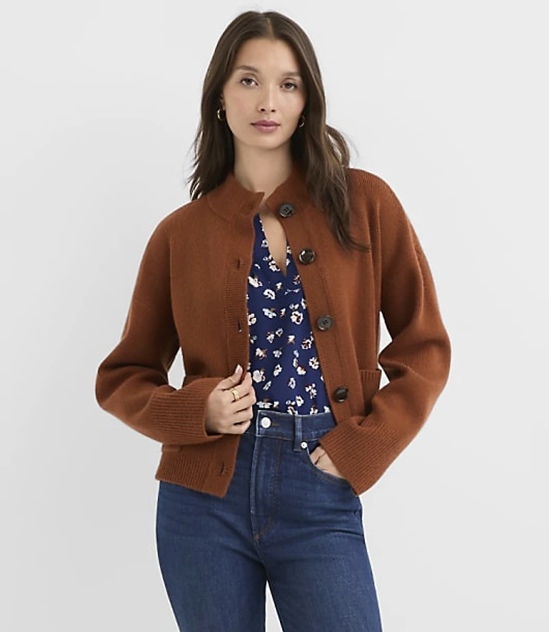 Heathered Mock Neck Sweater Jacket