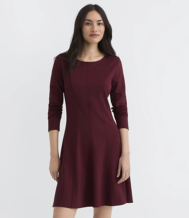 Seamed Ponte Long Sleeve Mini Dress